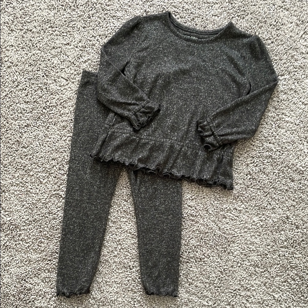 Cozy Gray Ruffle Lounge Set